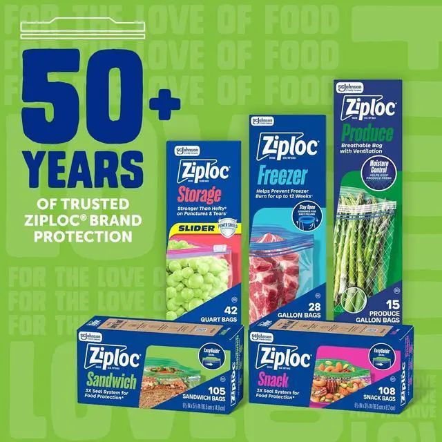 Alt view image 7 of 7 - Ziploc Sandwich and Snack Bags, Easy Open and Close, Plastic Food Storage Bags, 50 Bags Total