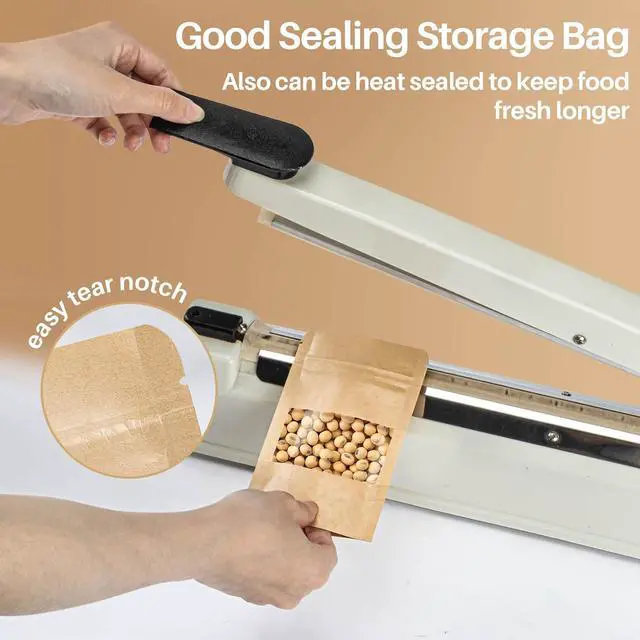 Alt view image 5 of 7 - MAQIHAN 50 Stand Up Pouches Bags - 3.5"×5.5" Resealable Ziplock Kraft Paper Bags Window Food Packaging Homemade Bagel Bread Cookie Candy Tea Herb Spice Coffee Jerky Dog Treat Small Business