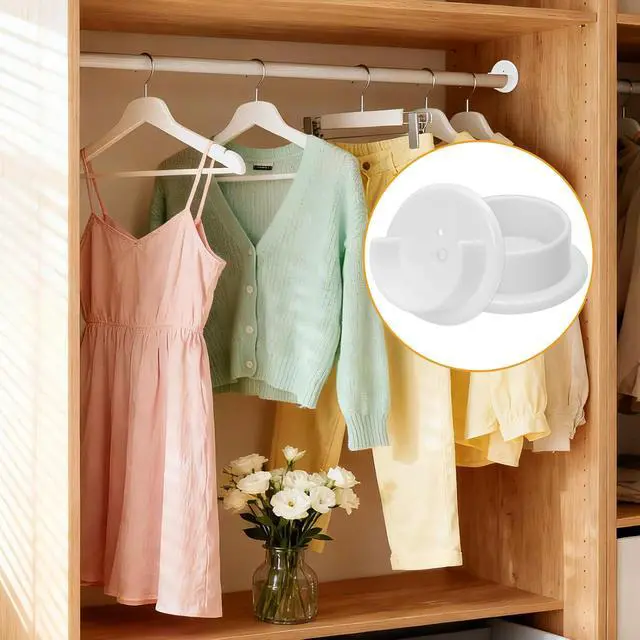 Alt view image 4 of 7 - 4 Pcs Plastic Closet Rod Holders,1-3/8" Wardrobe Tube Rail Support Bracket