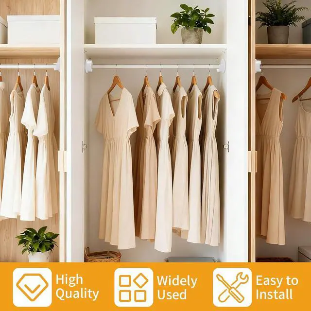 Alt view image 7 of 7 - 4 Pcs Plastic Closet Rod Holders,1-3/8" Wardrobe Tube Rail Support Bracket