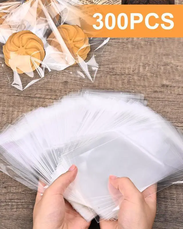 Alt view image 4 of 7 - 300 Pcs Self Adhesive Cookie Bags, 4x6in Sealing Cellophane Bags