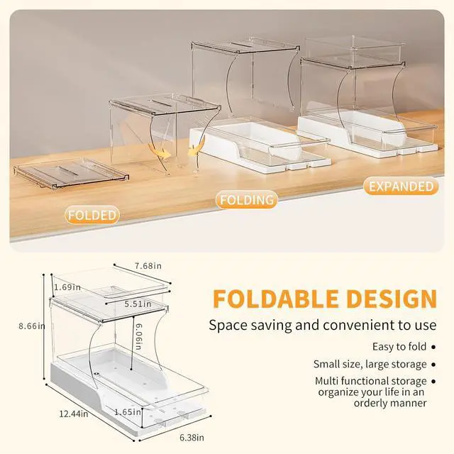 Alt view image 2 of 7 - Jsyrjing Pull Out 2 Tier Organizer for Kitchen Bathroom and Cabinet Storage Rotating Pantry Rack Under Sink Organizer Clear and Durable Design 1 Pack