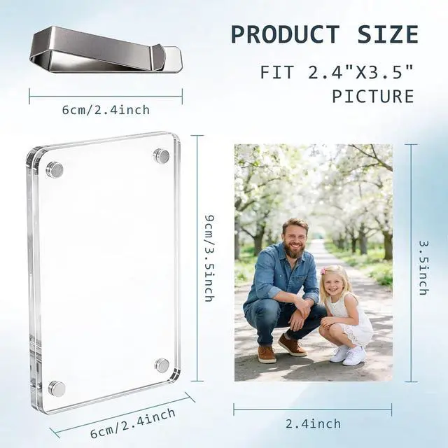 Alt view image 2 of 7 - 4Pcs Car Picture Holder, Clear Acrylic Magnetic Car Visor Photo Clip
