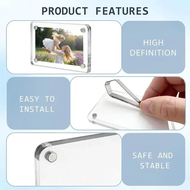 Alt view image 3 of 7 - 4Pcs Car Picture Holder, Clear Acrylic Magnetic Car Visor Photo Clip