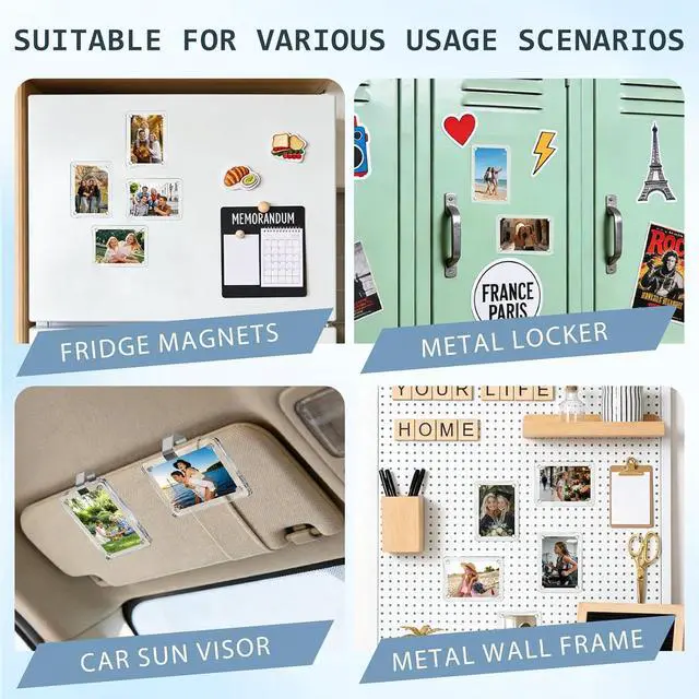 Alt view image 4 of 7 - 4Pcs Car Picture Holder, Clear Acrylic Magnetic Car Visor Photo Clip