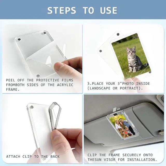 Alt view image 7 of 7 - 4Pcs Car Picture Holder, Clear Acrylic Magnetic Car Visor Photo Clip