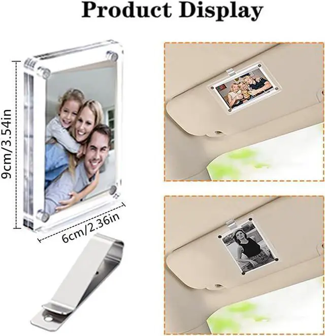 Alt view image 3 of 7 - 2 Pack Car Picture Holder, Magnetic Sun Visor Clip, Personalized Photo Accessory, Car Visor Clip Photo,Personalized Picture Fram