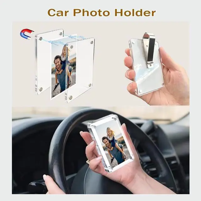 Alt view image 6 of 7 - 2 Pack Car Picture Holder, Magnetic Sun Visor Clip, Personalized Photo Accessory, Car Visor Clip Photo,Personalized Picture Fram