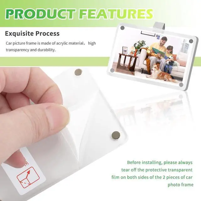 Alt view image 3 of 7 - 1Pack Acrylic Car Picture Frame,Powerful Magnetic Car Picture Holder with Visor Clips for Cars,Personalized Car Visor Picture Frame for Horizontal and Vertical Display of Photographs(3.54x2.35in/1PC)