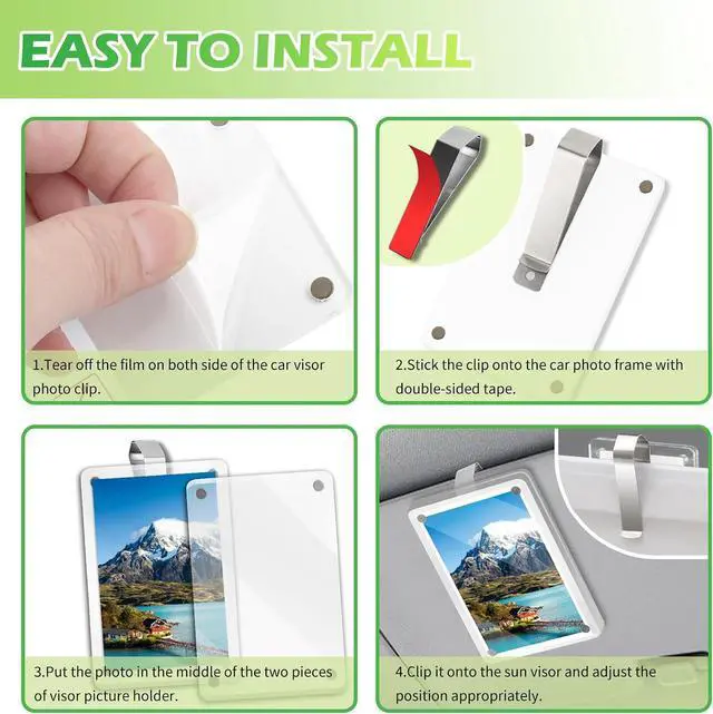 Alt view image 6 of 7 - 1Pack Acrylic Car Picture Frame,Powerful Magnetic Car Picture Holder with Visor Clips for Cars,Personalized Car Visor Picture Frame for Horizontal and Vertical Display of Photographs(3.54x2.35in/1PC)