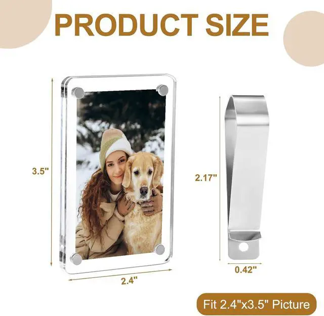 Alt view image 2 of 7 - Car Visor Photo Clip, Acrylic Magnetic Personalized Car Visor Clip Photo Frame, Sun Visor Picture Holder, Car Accessories for Women Men, Fathers Day Gift, Gift for Boyfriend Anniversary Birthday