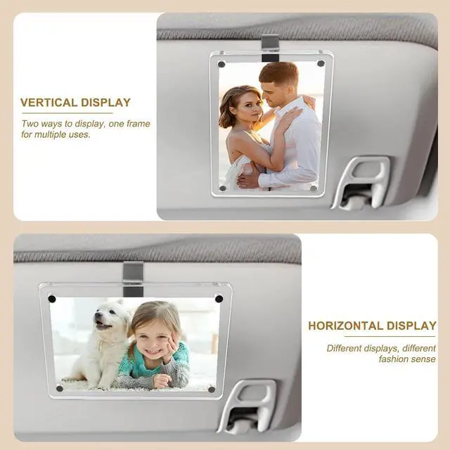 Alt view image 7 of 7 - Car Visor Photo Clip, Acrylic Magnetic Personalized Car Visor Clip Photo Frame, Sun Visor Picture Holder, Car Accessories for Women Men, Fathers Day Gift, Gift for Boyfriend Anniversary Birthday