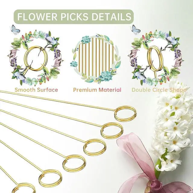 Alt view image 2 of 7 - 30 Pack Strong Grip Gold Floral Card Holder Picks (13.4 Inch)