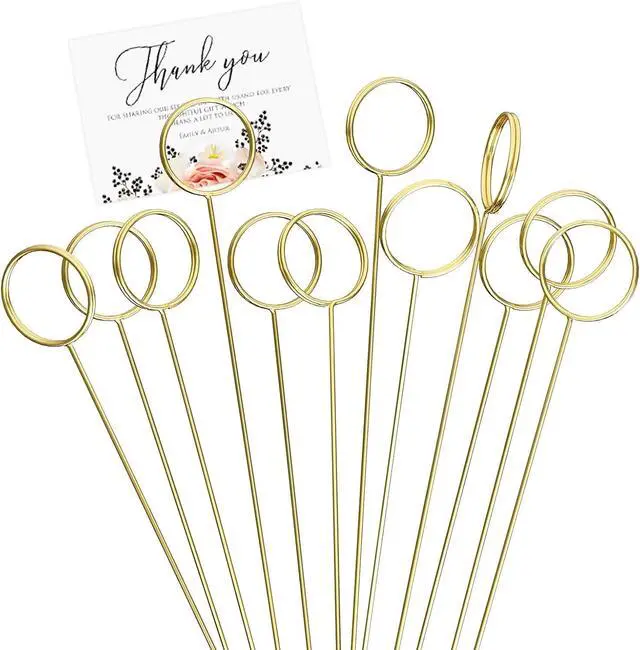 Main image of 30 Pack Strong Grip Gold Floral Card Holder Picks (13.4 Inch)