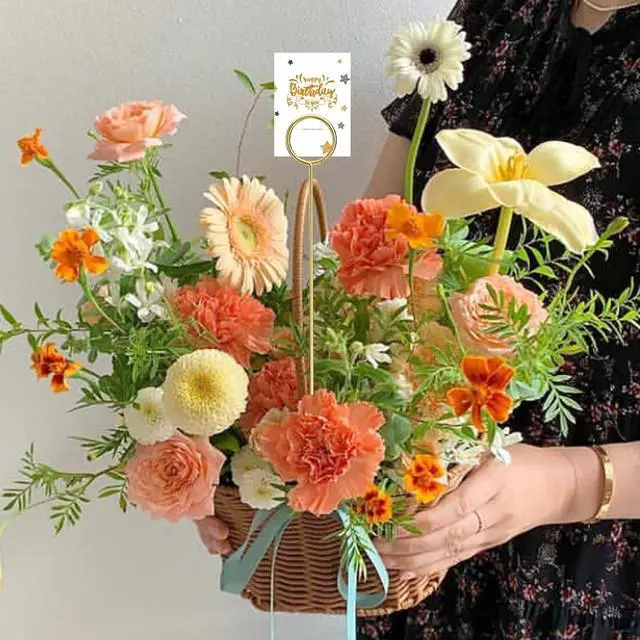 Alt view image 4 of 7 - 30 Pack Strong Grip Gold Floral Card Holder Picks (13.4 Inch)