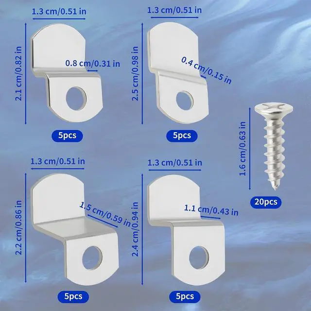 Alt view image 2 of 6 - Offset Canvas-Clips for Picture Framing - 40 pcs Heavy Duty Photo Frame & Painting Clamps with 20 Screws, Silver Photo Frame Clips Offset Mirror Clamps Clips(5 Pcs Each of 1/8", 1/4", 3/8", 1/2" )