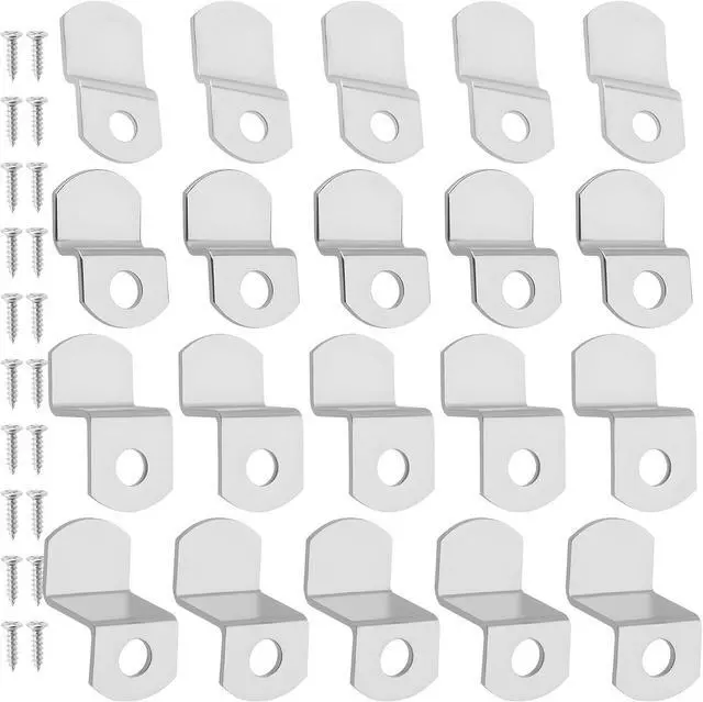 Main image of Offset Canvas-Clips for Picture Framing - 40 pcs Heavy Duty Photo Frame & Painting Clamps with 20 Screws, Silver Photo Frame Clips Offset Mirror Clamps Clips(5 Pcs Each of 1/8", 1/4", 3/8", 1/2" )