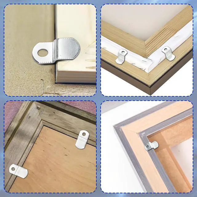 Alt view image 3 of 6 - Offset Canvas-Clips for Picture Framing - 40 pcs Heavy Duty Photo Frame & Painting Clamps with 20 Screws, Silver Photo Frame Clips Offset Mirror Clamps Clips(5 Pcs Each of 1/8", 1/4", 3/8", 1/2" )