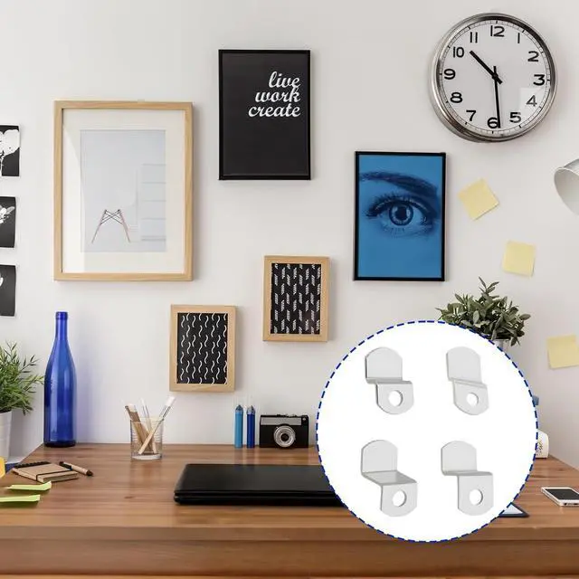 Alt view image 4 of 6 - Offset Canvas-Clips for Picture Framing - 40 pcs Heavy Duty Photo Frame & Painting Clamps with 20 Screws, Silver Photo Frame Clips Offset Mirror Clamps Clips(5 Pcs Each of 1/8", 1/4", 3/8", 1/2" )