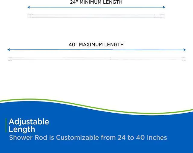 Alt view image 4 of 7 - Kenney - Twist & Fit Cam-Lock Tension Shower Curtain Rod, 1" Diameter Durable Metal Construction, Adjustable 24"40", No-Tools Installation, Secure Hold for Standard Showers, White