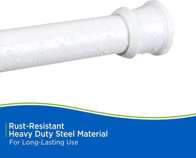 Alt view image 6 of 7 - Kenney - Twist & Fit Cam-Lock Tension Shower Curtain Rod, 1" Diameter Durable Metal Construction, Adjustable 24"40", No-Tools Installation, Secure Hold for Standard Showers, White