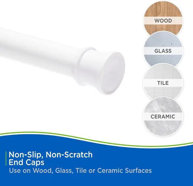 Alt view image 7 of 7 - Kenney - Twist & Fit Cam-Lock Tension Shower Curtain Rod, 1" Diameter Durable Metal Construction, Adjustable 24"40", No-Tools Installation, Secure Hold for Standard Showers, White