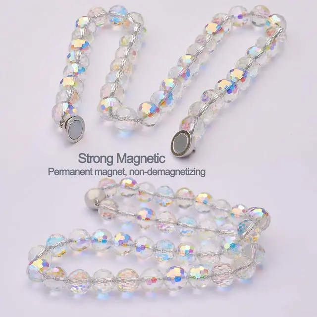 Alt view image 2 of 6 - PEDOBO Magnetic Curtain Tiebacks, Faceted Disco Crystal Glass Beaded Curtain Tiebacks Drapery Shower Sheer Curtain Holdbacks Boho Farmhouse Home Decor (AB)