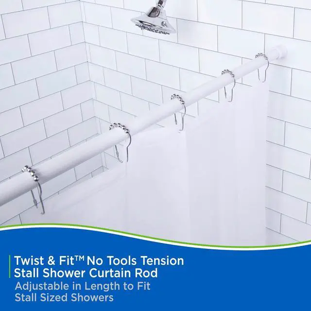 Alt view image 3 of 7 - Kenney - Twist & Fit Cam-Lock Tension Shower Curtain Rod, 1" Diameter Durable Metal Construction, Adjustable 24"40", No-Tools Installation, Secure Hold for Standard Showers, White