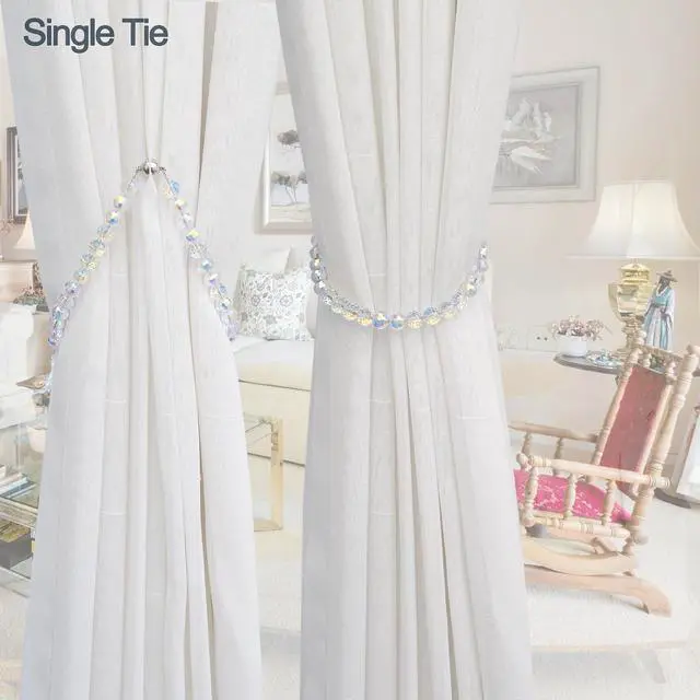 Alt view image 6 of 6 - PEDOBO Magnetic Curtain Tiebacks, Faceted Disco Crystal Glass Beaded Curtain Tiebacks Drapery Shower Sheer Curtain Holdbacks Boho Farmhouse Home Decor (AB)