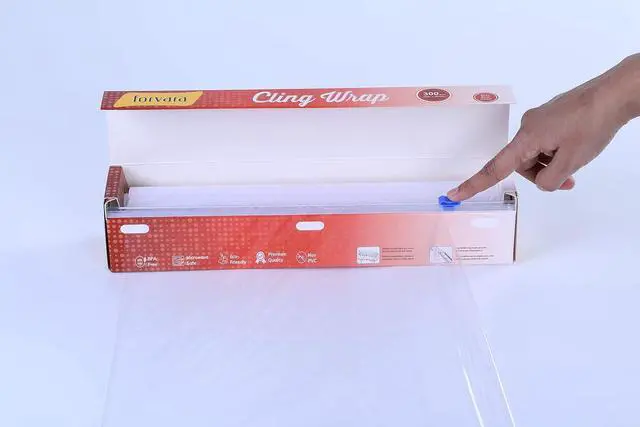 Alt view image 6 of 6 - Cling Wrap Non-PVC Plastic Wrap for Food - 300 Square Foot Roll with Slide Cutter