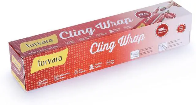 Main image of Cling Wrap Non-PVC Plastic Wrap for Food - 300 Square Foot Roll with Slide Cutter