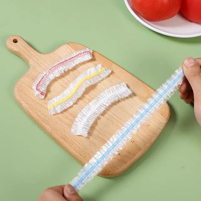 Alt view image 2 of 3 - GSHLLO 300 Pcs Elastic Plastic Food Covers Cling Film Food Bags Elasticated Bowl Fruit Covers Fresh Keeping Bags Keep Food Fresh Covers Food Wrap Storage Covers for Picnic