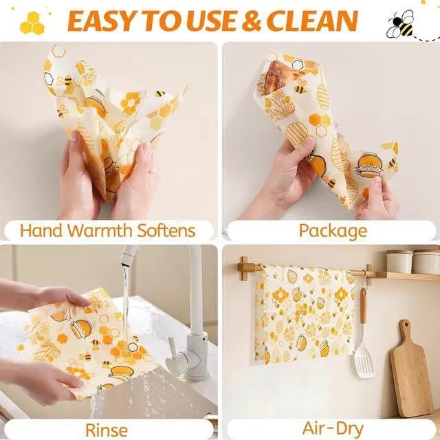 Alt view image 4 of 6 - 9 Pack Beeswax Wraps for Food Reusable Beeswax Bread Bag & Sandwich Wrap