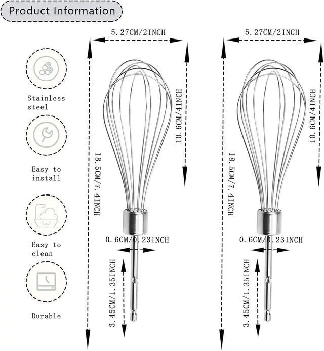Alt view image 2 of 7 - 2 Pcs Hand Mixer Attachments Beaters, Hand Mixer Beaters Attachments for Kitchen Stainless Steel Replacement Parts for Hamilton Beach 62682RZ 62692 62695V 64699 Mixer (Oval Silver)