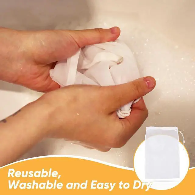Alt view image 3 of 7 - 6Pack Nut Bag Strainer 12 x 8 Inch Cheesecloth Bags for Straining Nylon Cheese Cloth Bags Reusable Nut Milk Bag 200 Mesh Fine Mesh Bag for Straining Fruit Juice Cheese Coffee Tofu Yogurt Tea