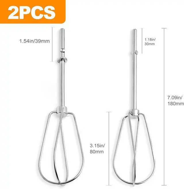 Alt view image 2 of 6 - CoguZed 2 Pcs Hand Mixer Attachments, Stainless Steel Beaters, Replacement for Kitchen Aid Hand Mixer - Perfect Accessories for Baking and Cooking