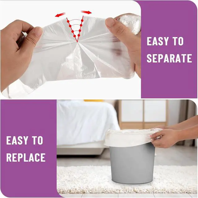 Alt view image 4 of 7 - 100 Count 4 Gallon Unscented Trash Bags, Strong and Transparent, Ideal for Bathroom, Office, Kitchen, Bedroom, Camping, Study Room