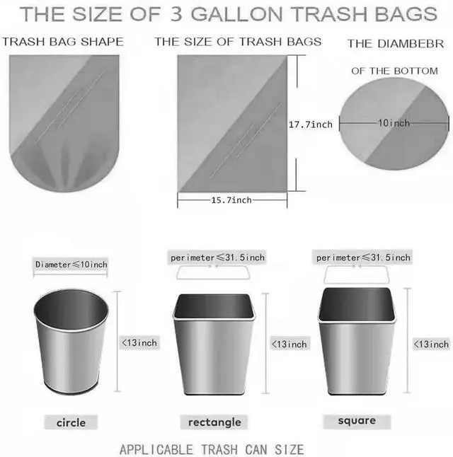 Alt view image 2 of 7 - 3.5 Gallon Trash Bags, 150 Count Small Trash Can Liners for Bathroom or Livingroom, Black 3 Gallon Thickly Garbage Bags