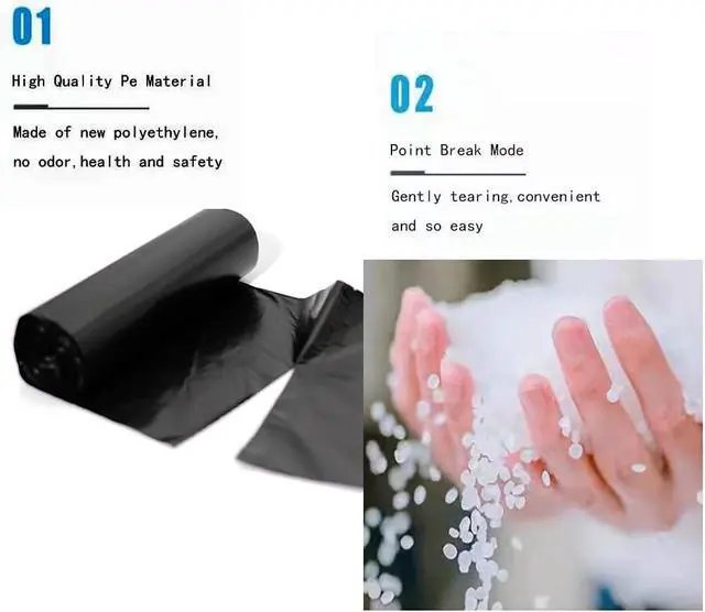 Alt view image 6 of 7 - 3.5 Gallon Trash Bags, 150 Count Small Trash Can Liners for Bathroom or Livingroom, Black 3 Gallon Thickly Garbage Bags