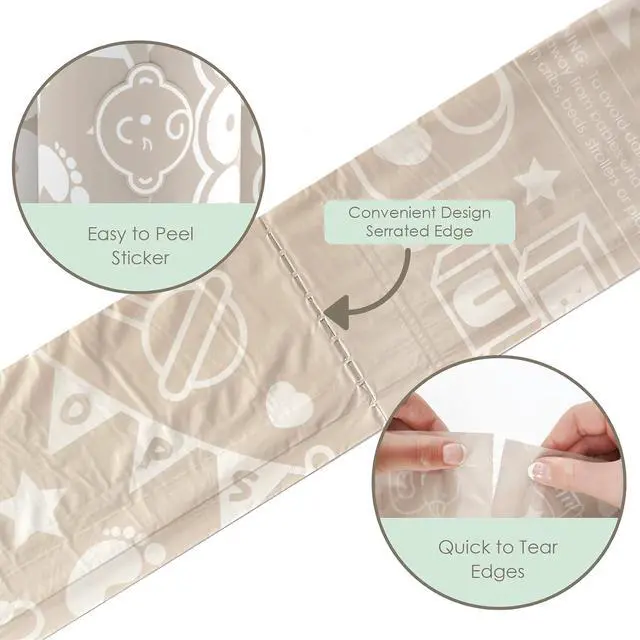 Alt view image 3 of 7 - Disposable Diaper Bags (90 BAGS in TOTAL) | NON-SCENTED Dirty Diaper Disposal Baggies (6 Refill Rolls 9 x 13in) | Leak Proof Nappy Trash Bags on the Go | Baby Poop Bags | Travel Diaper Bags Refill