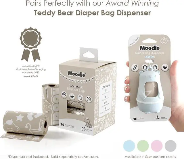 Alt view image 7 of 7 - Disposable Diaper Bags (90 BAGS in TOTAL) | NON-SCENTED Dirty Diaper Disposal Baggies (6 Refill Rolls 9 x 13in) | Leak Proof Nappy Trash Bags on the Go | Baby Poop Bags | Travel Diaper Bags Refill
