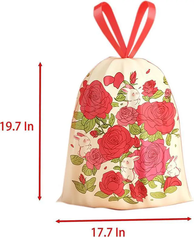 Alt view image 2 of 5 - Rose Aroma Thickened Trash Bags, 80 Counts 4 Gallon 45x50Cm Kitchen Small No Tearing Required Bags with Drawstring for Bathroom, Office, Home Garbage Bags (Rose)