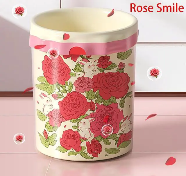Alt view image 3 of 5 - Rose Aroma Thickened Trash Bags, 80 Counts 4 Gallon 45x50Cm Kitchen Small No Tearing Required Bags with Drawstring for Bathroom, Office, Home Garbage Bags (Rose)