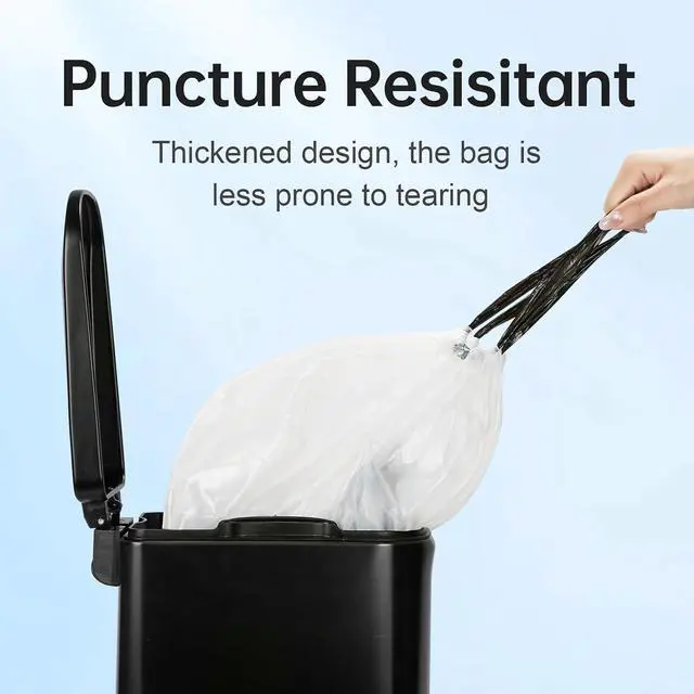 Alt view image 4 of 7 - ELPHECO Small Drawstring Trash Bags, 2.6 Gallon, 60 Count, Clear
