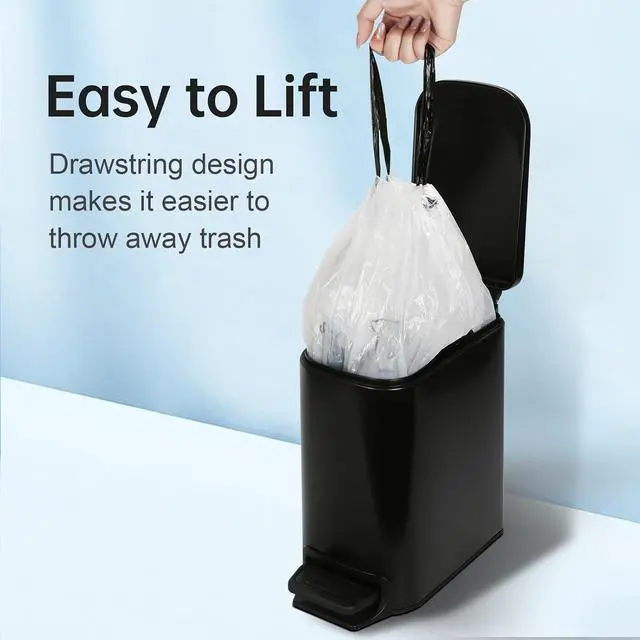 Alt view image 5 of 7 - ELPHECO Small Drawstring Trash Bags, 2.6 Gallon, 60 Count, Clear