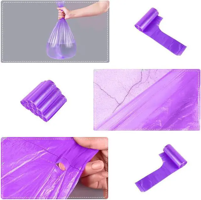 Alt view image 3 of 7 - 100 Counts 4 Gallon 45x60Cm Kitchen Purple Trash Bags with Handles for Bathroom Trash Bags, Contractor Bags (100pcs Purple 45x60CM)