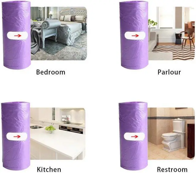 Alt view image 5 of 7 - 100 Counts 4 Gallon 45x60Cm Kitchen Purple Trash Bags with Handles for Bathroom Trash Bags, Contractor Bags (100pcs Purple 45x60CM)