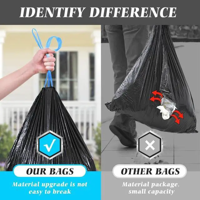 Alt view image 6 of 7 - Teivio 20 Gallon 26 Counts Large Drawstring Trash Bags Strong Tall Kitchen Garbage Bags for Home/Office/Light Residential Waste/Outdoor Trash Can, LawnTrash Bin liners Black