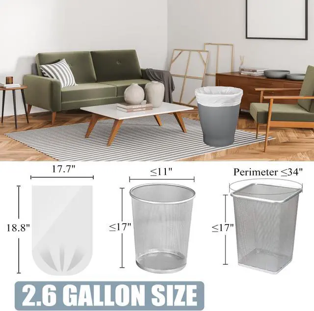 Alt view image 2 of 6 - Small Trash Bags - 108 Count 2.6 Gallon Trash Bags Bathroom Trash Bags, Small Garbage Bags for Office Bedroom Kitchen, White 2.6 Gal Small Trash Can Liners