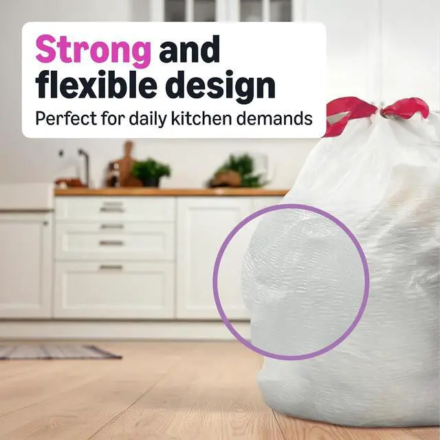 Alt view image 2 of 6 - Amazon Basics Extra Strong & Flex Tall Kitchen Drawstring Trash Bags, Tropical Island Scent, 13 Gallon, Tear Resistant with Odor Control, 40 Count
